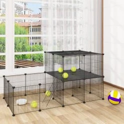 EUGAD Freigehege, Freigehege Kaninchen mit Stauraum Hasen Meerschweinchen Welpenauslauf Laufgitter mit Tür&Treppe DIY Schwarz 30 Platten (35x35cm/Platte) 105 x 70 x 70 cm 15 EUGAD Freigehege, Freigehege Kaninchen mit Stauraum Hasen Meerschweinchen Welpenauslauf Laufgitter mit Tür&Treppe DIY Schwarz 30 Platten (35x35cm/Platte) 105 x 70 x 70 cm -Eugad Möbel Einkaufen 482061c8 5d4c 5557 a199 c4dec40af749