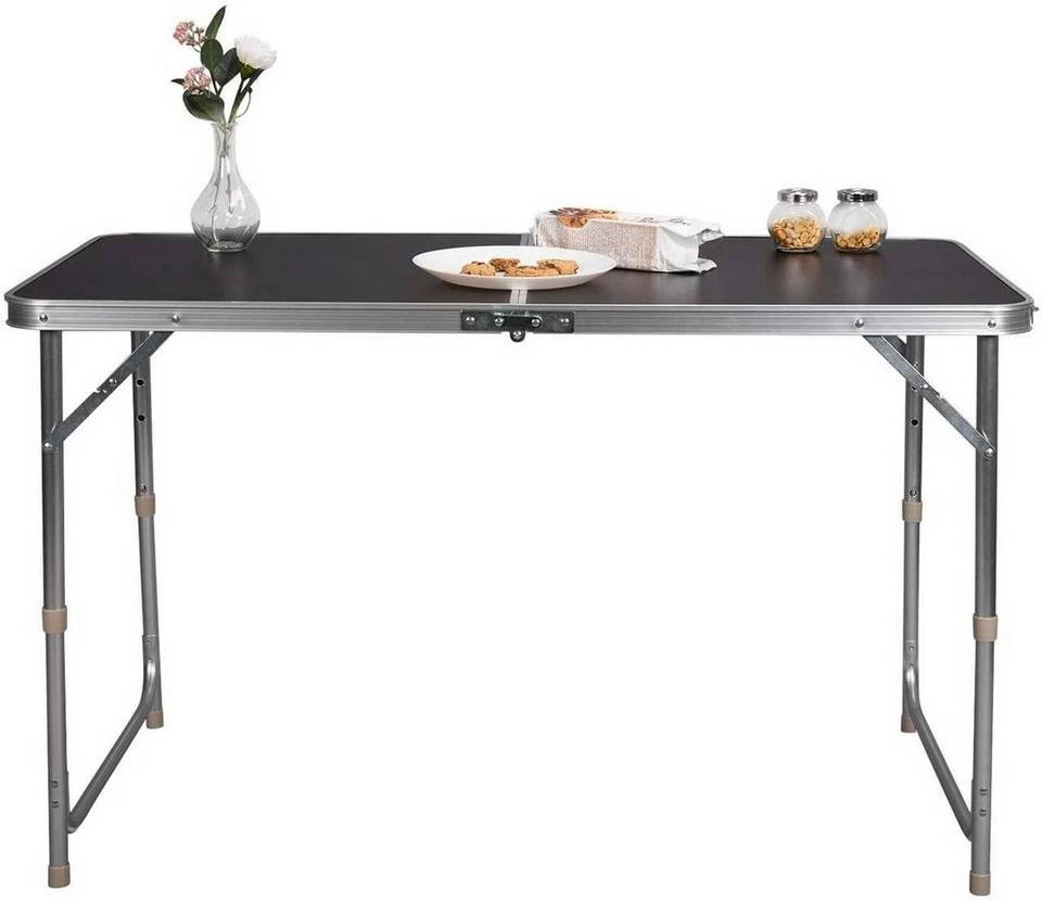 EUGAD Campingtisch, zusammenklappbar Pickniktisch, höhenverstellbar 120x60x55-62-70cm, Tischplatte aus MDF, Grau Eiche, Schwarz, Weiß 7 EUGAD Campingtisch, zusammenklappbar Pickniktisch, höhenverstellbar 120x60x55-62-70cm, Tischplatte aus MDF, Grau Eiche, Schwarz, Weiß – Bild 7