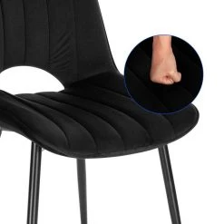 EUGAD Esszimmerstuhl (2 Stück), Küchenstuhl, Polsterstuhl, Wohnzimmerstuhl ohne Armlehne, Metallbeine, Samt, Dunkelgrau Hellgrau, Schwarz -Eugad Möbel Einkaufen 48774449 6e96 423a 92c8 868f028b3c82