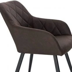 EUGAD Esszimmerstuhl (1 Stück), Wohnzimmerstuhl aus Stoff, Polsterstuhl mit Armlehnen und Rückenlehne, Gestell aus Metall Anthrazit, Braun, Grau -Eugad Möbel Einkaufen 4919c925 851e 5e32 8a26 8f9fa90dc03c