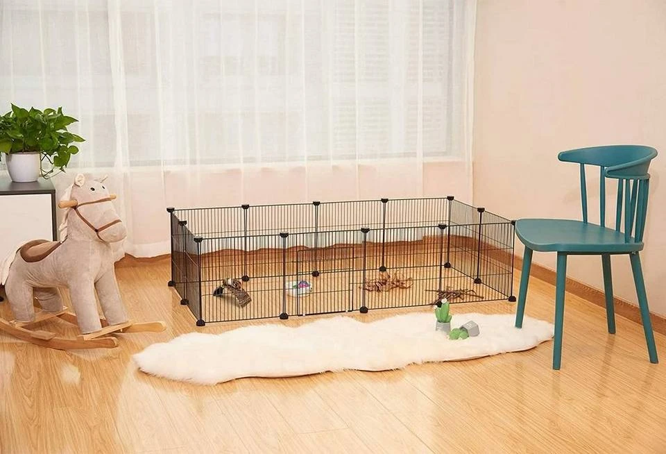 EUGAD Freigehege, Freigehege für Kaninchen Hasen Meerschweinchen Welpenauslauf Kleintiergehege Laufgitter mit Tür DIY 12 Platten Schwarz 142 x 72 x 36 cm 2 EUGAD Freigehege, Freigehege für Kaninchen Hasen Meerschweinchen Welpenauslauf Kleintiergehege Laufgitter mit Tür DIY 12 Platten Schwarz 142 x 72 x 36 cm – Bild 2