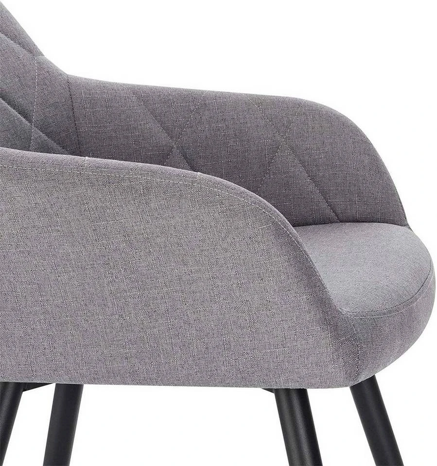 EUGAD Esszimmerstuhl (1 Stück), Wohnzimmerstuhl aus Leinen Polsterstuhl mit Armlehnen und Rückenlehne schwarze Gestell aus Metall Hellgrau Dunkelgrau 8 EUGAD Esszimmerstuhl (1 Stück), Wohnzimmerstuhl aus Leinen Polsterstuhl mit Armlehnen und Rückenlehne schwarze Gestell aus Metall Hellgrau Dunkelgrau – Bild 8