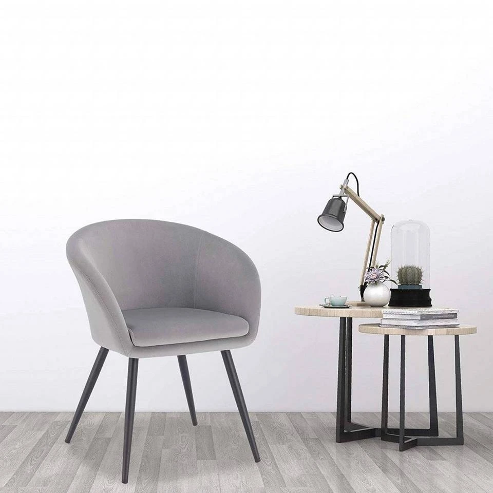 EUGAD Esszimmerstuhl, mit Armlehne, Retro Design, Samt, Metall Dunkelgrau Hellgrau, Schwarz 15 EUGAD Esszimmerstuhl, mit Armlehne, Retro Design, Samt, Metall Dunkelgrau Hellgrau, Schwarz – Bild 15