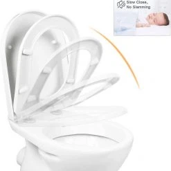 EUGAD WC-Sitz, Toilettendeckel mit Absenkautomatik D Form Weiß -Eugad Möbel Einkaufen 4aad305b efdb 5b0a bbf3 bf70a45728e2