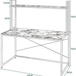 EUGAD Schreibtisch, PC-Tisch Bürotisch Arbeitstisch mit Bücherregal Holz 120x60x140 cm Schwarz-Marmor Schwarz-Vintage -Eugad Möbel Einkaufen 4ac6e84e 7335 55d1 8b12 81735257799a