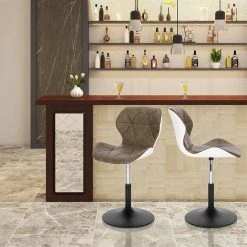 EUGAD Barhocker (2 St), niedriger Barhocker 360° Drehstuhl mit Rückenlehne 120kg belastbar Stuhl höhenverstellbar Kunstleder Sitzhöhe 40-54cm Dunkelbraun Weiß Anthrazit+Weiß, Dunkelbraun+Weiß