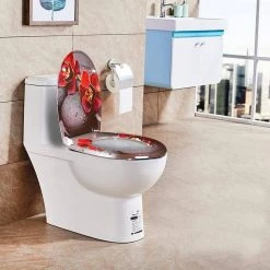 EUGAD WC-Sitz, Toilettendeckel mit Absenkautomatik rote Blume -Eugad Möbel Einkaufen 4cb98a7d b8ca 5d72 92c2 5bc0065cd29a