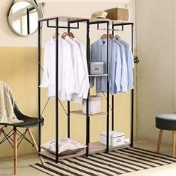 EUGAD Kleiderständer, Wäscheständer Garderobenständer mit Ablage Schwarzrohre und Eiche Platte Schwarz-Hell Eiche, Schwarz-Vintage, Wei&szlig;-Eiche -Eugad Möbel Einkaufen 4d17fb9f 6787 5d3a 93fc 15e4e0971ac2