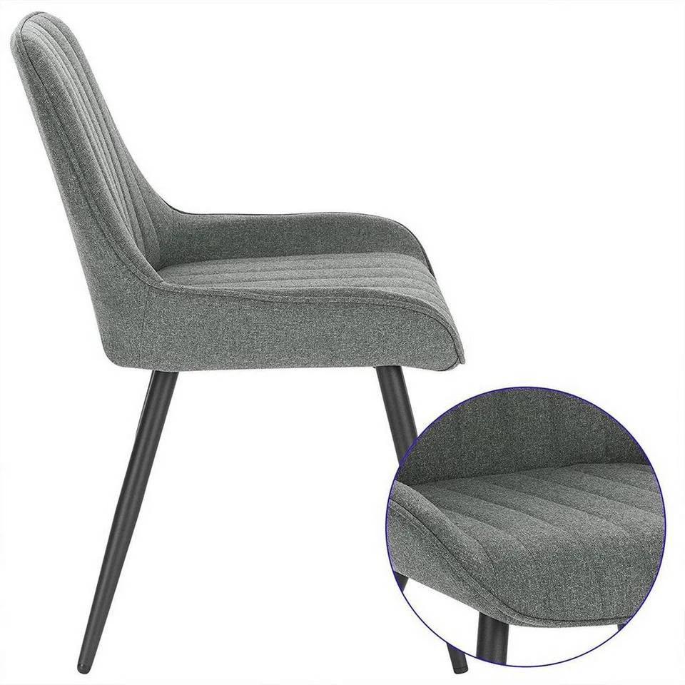 EUGAD Polsterstuhl (2 Stück), Esszimmerstühle aus Leinen mit stabilen Metallbeinen, mit Rückenlehne und gepolsterter Sitzfläche Dunkelgrau, Hellgrau 5 EUGAD Polsterstuhl (2 Stück), Esszimmerstühle aus Leinen mit stabilen Metallbeinen, mit Rückenlehne und gepolsterter Sitzfläche Dunkelgrau, Hellgrau – Bild 5