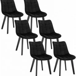 EUGAD Esszimmerstuhl (6 Stück), Wohnzimmerstuhl mit Rückenlehne, Polsterstuhl Küchenstuhl Weich Samt und Holz für ESS- und Wohnzimmer Schwarz Dunkelgrau, Dunkelgrün, Rosa