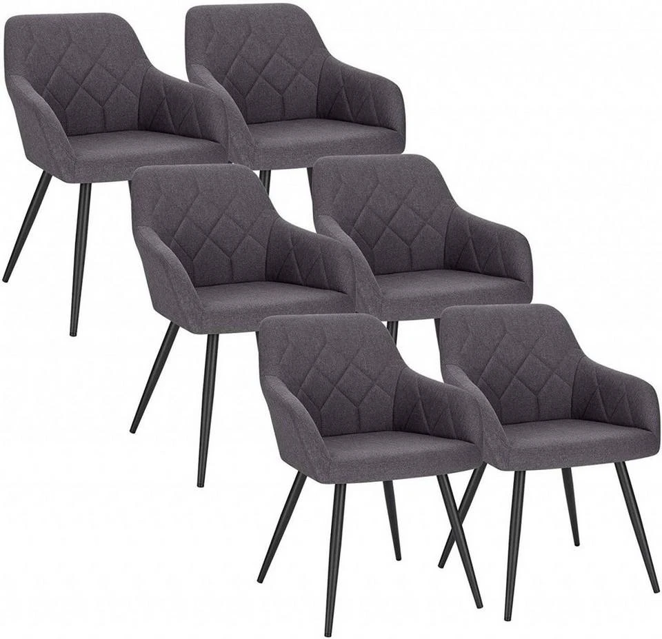 EUGAD Esszimmerstuhl (6 Stück), Wohnzimmerstuhl aus Leinen Polsterstuhl mit Armlehnen und Rückenlehne schwarze Gestell aus Metall Hellgrau Dunkelgrau 9 EUGAD Esszimmerstuhl (6 Stück), Wohnzimmerstuhl aus Leinen Polsterstuhl mit Armlehnen und Rückenlehne schwarze Gestell aus Metall Hellgrau Dunkelgrau – Bild 9