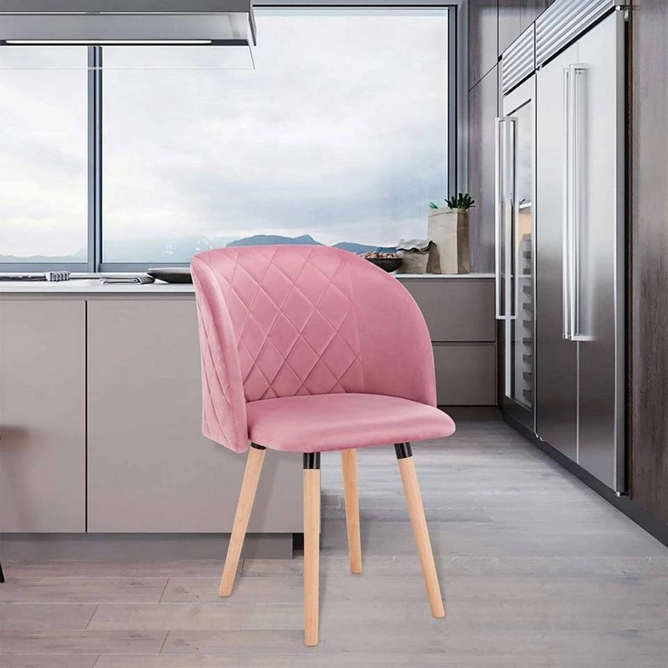 EUGAD Esszimmerstuhl, Esszimmerstuhl Küchenstuhl aus Samt Massivholz Rosa Cremeweiß 2 EUGAD Esszimmerstuhl, Esszimmerstuhl Küchenstuhl aus Samt Massivholz Rosa Cremeweiß – Bild 2