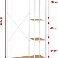 EUGAD Kleiderständer, Garderobenständer Hängeregal mit Schuhregal Holz Metall Schwarz-Hell Eiche Schwarz-Vintage, Wei&szlig;-Eiche -Eugad Möbel Einkaufen 541656fc 66d6 5ca6 bb46 6c51ab1c2391