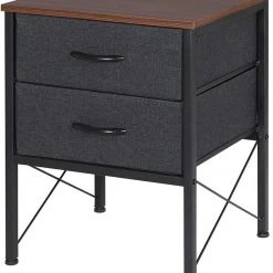 EUGAD Nachttisch (1-St), mit 2 Schubladen Couchtisch Beistelltisch für Wohnzimmer Nachtkommode Nachtschrank für Schlafzimmer industrieller Stil