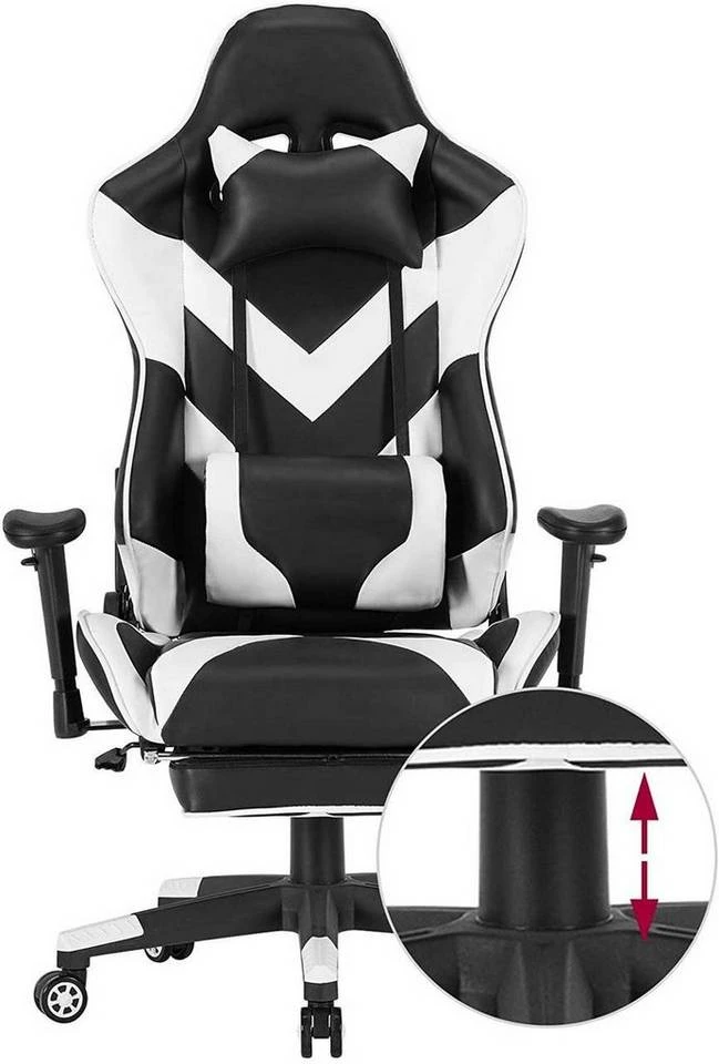EUGAD Gaming Chair, Bürostuhl, Gaming Stuhl, Kunstleder, mit einstellbaren Armlehnen Rot Blau, Schwarz, Weiß 28 EUGAD Gaming Chair, Bürostuhl, Gaming Stuhl, Kunstleder, mit einstellbaren Armlehnen Rot Blau, Schwarz, Weiß – Bild 28
