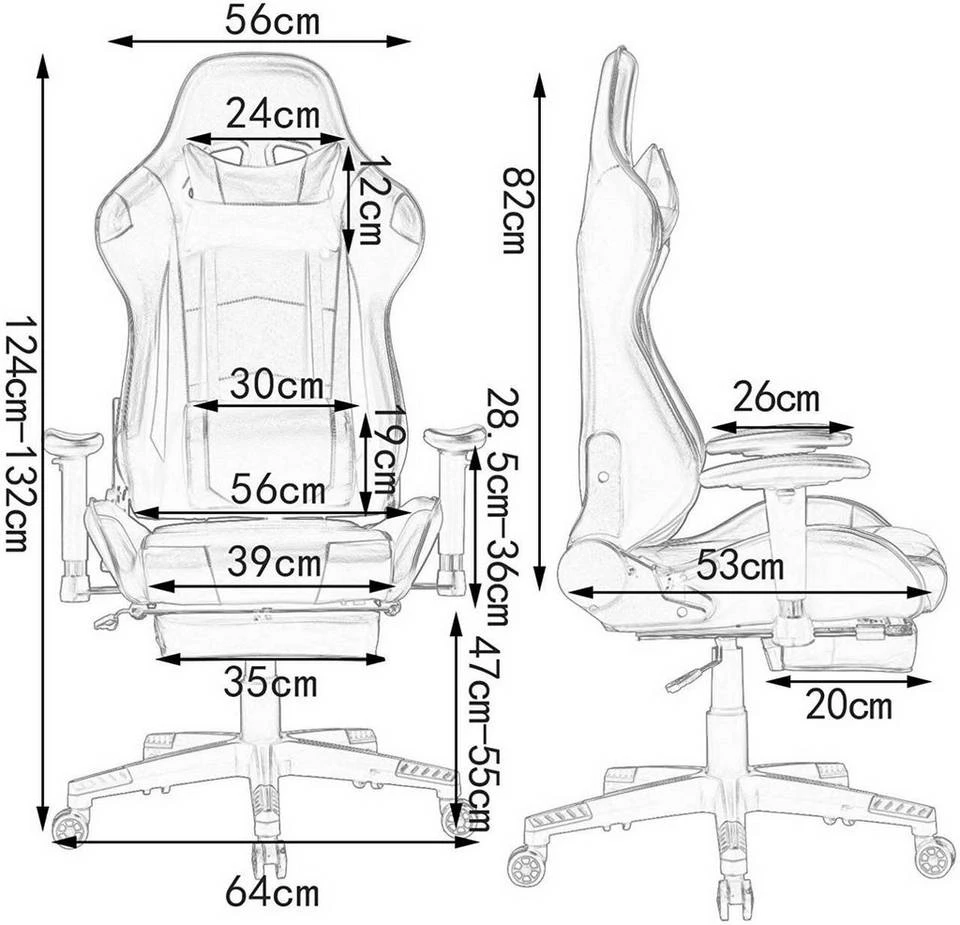 EUGAD Gaming Chair, Bürostuhl Schreibtischstuhl, Kunstleder, mit Ledenkissen Kopfstütze einstellbaren Armlehnen Weiß Grau, Rot, Weiß 9 EUGAD Gaming Chair, Bürostuhl Schreibtischstuhl, Kunstleder, mit Ledenkissen Kopfstütze einstellbaren Armlehnen Weiß Grau, Rot, Weiß – Bild 9