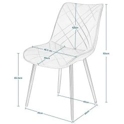 EUGAD Esszimmerstuhl (2 Stück), Küchenstuhl, Polsterstuhl Stuhl,Wohnzimmerstuhl ohne Armlehne, Metallbeine, Samt, Hellgrau Dunkelgrau, Schwarz -Eugad Möbel Einkaufen 56010295 0ed8 4ab6 bddf b3003a31b865