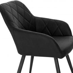 EUGAD Esszimmerstuhl (1 Stück), Wohnzimmerstuhl aus Stoff, Polsterstuhl mit Armlehnen und Rückenlehne, Gestell aus Metall Anthrazit, Braun, Grau -Eugad Möbel Einkaufen 56c03d3b 64cf 5671 8847 c2893b6d77f7