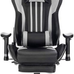 EUGAD Gaming-Stuhl (1 Stück), Racing Stuhl mit Fußstütze Racing Stuhl Drehstuhl Bürostuhl Schreibtischstuhl PC Stuhl mit Wippfunktion Höhenverstellbar Kunstleder Rot Grau, Wei&szlig; -Eugad Möbel Einkaufen 56f6b6e1 a662 585f 9fb5 bf65b6079bf2