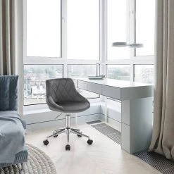 EUGAD Schreibtischstuhl (1 Stück), Bürohocker Rollhocker mit Rollen, Samt, höhenverstellbar, Rosa Dunkellgrau, Hellgrau -Eugad Möbel Einkaufen 57b0481f c9c6 47ee 8556 d1db643e36f2