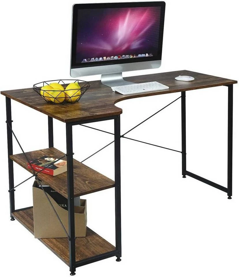 EUGAD Schreibtisch, PC-Tisch Bürotisch Arbeitstisch mit Bücherregal Holz 120x74x71,5 cm Hell Eiche Holz Vintage, Weiß+Hell Eiche 12 EUGAD Schreibtisch, PC-Tisch Bürotisch Arbeitstisch mit Bücherregal Holz 120x74x71,5 cm Hell Eiche Holz Vintage, Weiß+Hell Eiche – Bild 12
