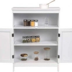 EUGAD Badkommode, Badschrank Beistellschrank, mit Doppeltür, 3 Fächern, MDF, Weiß -Eugad Möbel Einkaufen 5956f18d ec4f 54e8 93f1 ff253d843428