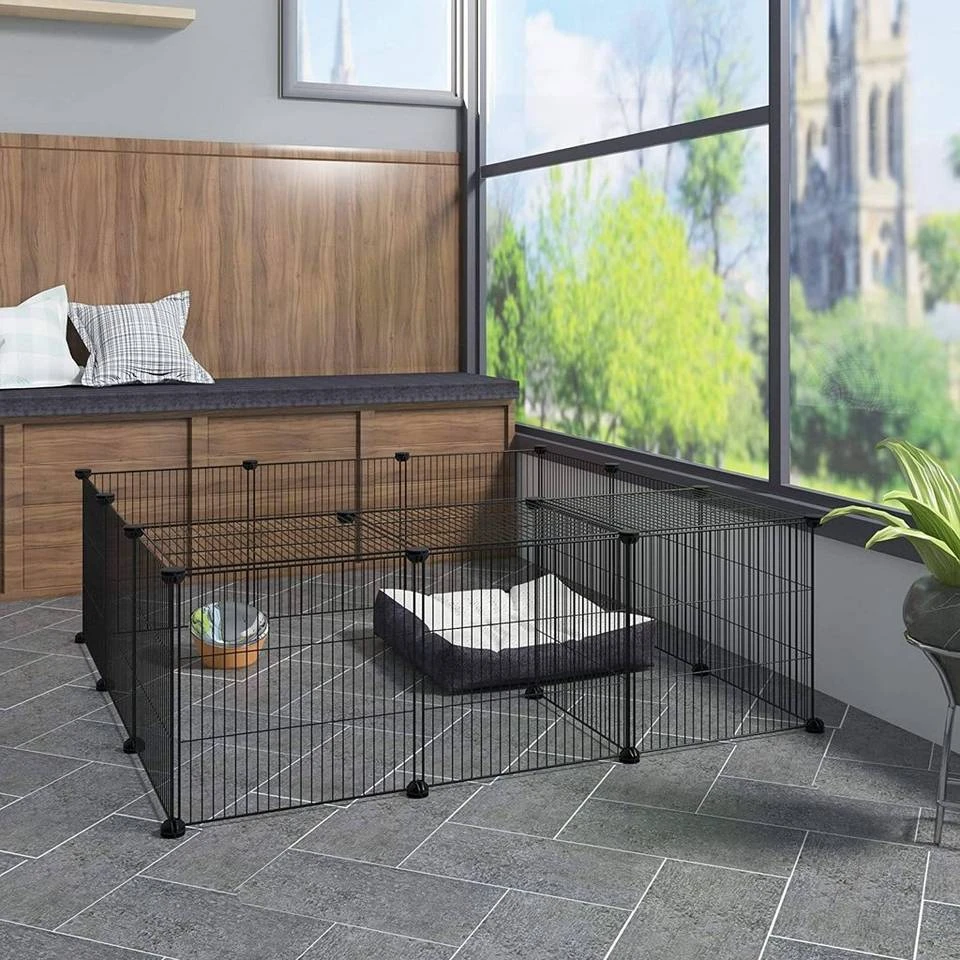 EUGAD Freigehege, DIY 16 Platten Schwarz Laufstall Kleintiere Schwarz 109x109x39cm 3 EUGAD Freigehege, DIY 16 Platten Schwarz Laufstall Kleintiere Schwarz 109x109x39cm – Bild 3