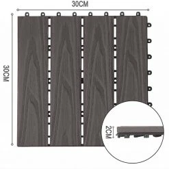 EUGAD WPC-Fliesen, 11 Stück WPC Terrassenfliesen 30x30cm Holzstruktur Anthrazit Coffee, Dunkelgrau, Hellgrau -Eugad Möbel Einkaufen 5b004ee0 725f 5ccf 9bc4 3de135dcac98