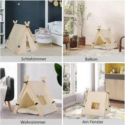 EUGAD Tierhaus, Tipi Hundezelt Katzenzelt 45x55x45cm Kätzchen Chihuahua Havaneser Kaninchen mit Kissen abnehmbar waschbar faltbar Weiß -Eugad Möbel Einkaufen 5b0c3c4d 874d 45bc 9e3c d1dd90f8996f