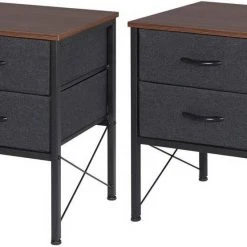 EUGAD Nachttisch (1-St), mit 2 Schubladen Couchtisch Beistelltisch für Wohnzimmer Nachtkommode Nachtschrank für Schlafzimmer industrieller Stil -Eugad Möbel Einkaufen 5b8f2ac9 394f 4347 88cf 56b2cd6f5c0b