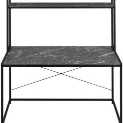 EUGAD Schreibtisch, PC-Tisch Bürotisch Arbeitstisch mit Bücherregal Holz 120x60x140 cm Schwarz-Marmor Schwarz-Vintage -Eugad Möbel Einkaufen 5be32922 dc5f 5b57 b9f4 43a55552e97f