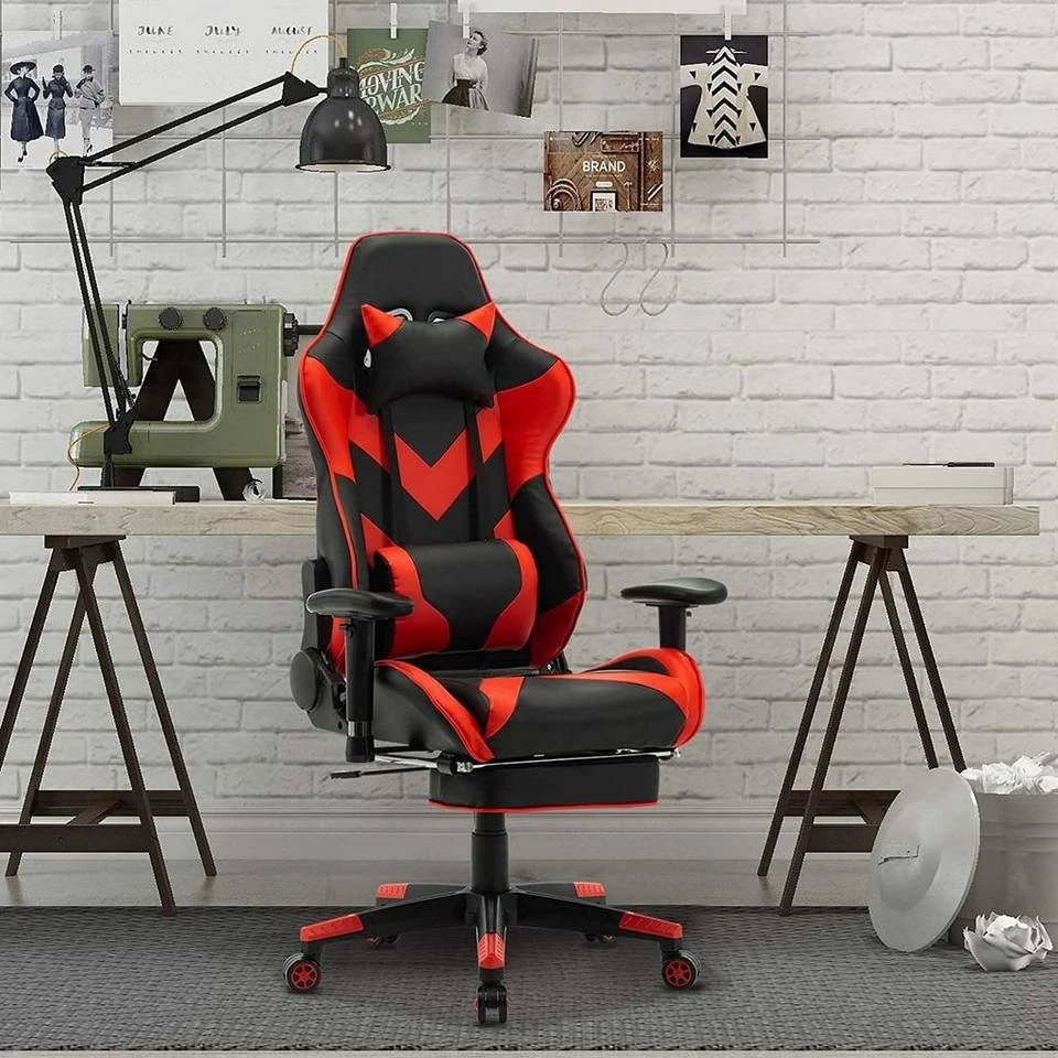 EUGAD Gaming Chair, Bürostuhl, Gaming Stuhl, Kunstleder, mit einstellbaren Armlehnen Rot Blau, Schwarz, Weiß 2 EUGAD Gaming Chair, Bürostuhl, Gaming Stuhl, Kunstleder, mit einstellbaren Armlehnen Rot Blau, Schwarz, Weiß – Bild 2
