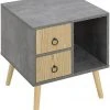 EUGAD Nachttisch (1-St), Nachtkommode mit 2 Schubladen und Ablagefach, Nachtschrank, Industrial-Design, Beistelltisch, Sideboard für Schlafzimmer, Wohnzimmer, einfach Aufbau