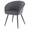 EUGAD Esszimmerstuhl, mit Armlehne, Retro Design, Samt, Metall Dunkelgrau Hellgrau, Schwarz