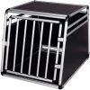 EUGAD Tierreisebox, Hundetransportbox Alu Hundebox Reisebox Autobox für kleine/mittlere Hunde Französische Bulldogge Beagle Terriers Dackel Shiba Inu 69 x 54 x 50 cm L Schwarz