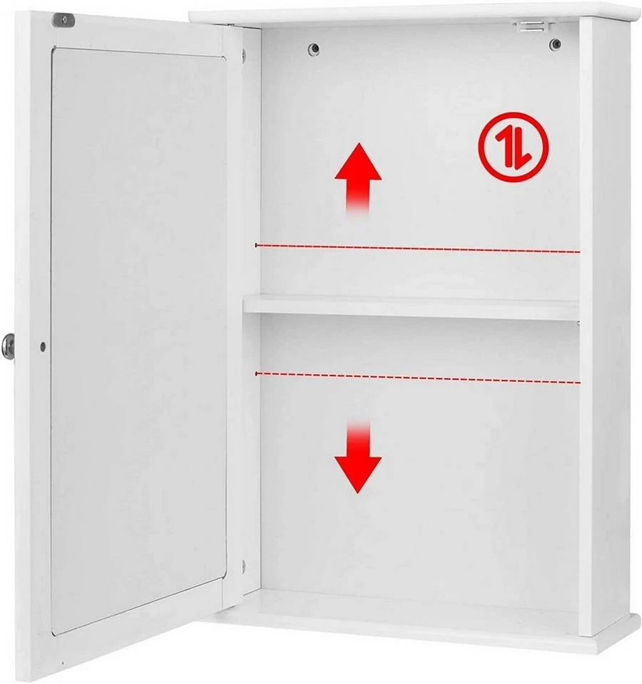 EUGAD Spiegelschrank Hängeschrank Badschrank aus Holz 42 x 58,5 x 12 cm weiß 6 EUGAD Spiegelschrank Hängeschrank Badschrank aus Holz 42 x 58,5 x 12 cm weiß – Bild 6