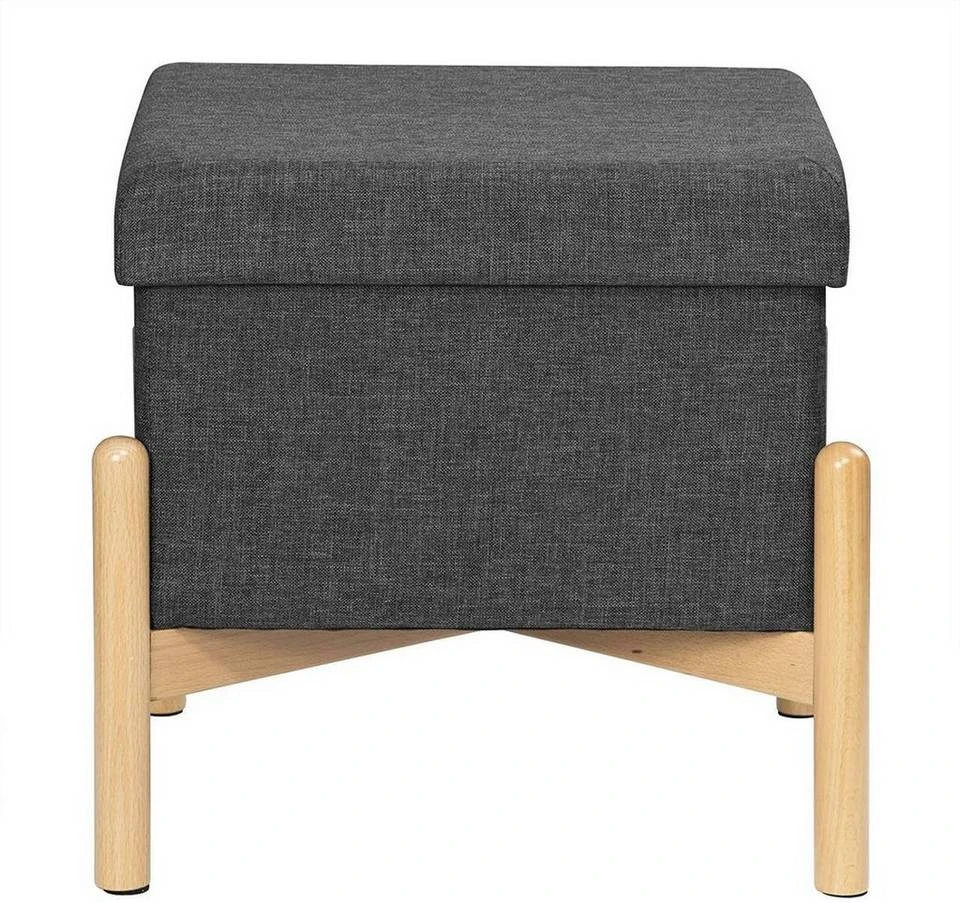 EUGAD Sitzhocker, Polsterhocker Sitztruhe bis 150kg belastbar, mit Stauraum, Deckel Abnehmbar Holzbeine Dunkelgrau Hellgrau 5 EUGAD Sitzhocker, Polsterhocker Sitztruhe bis 150kg belastbar, mit Stauraum, Deckel Abnehmbar Holzbeine Dunkelgrau Hellgrau – Bild 5
