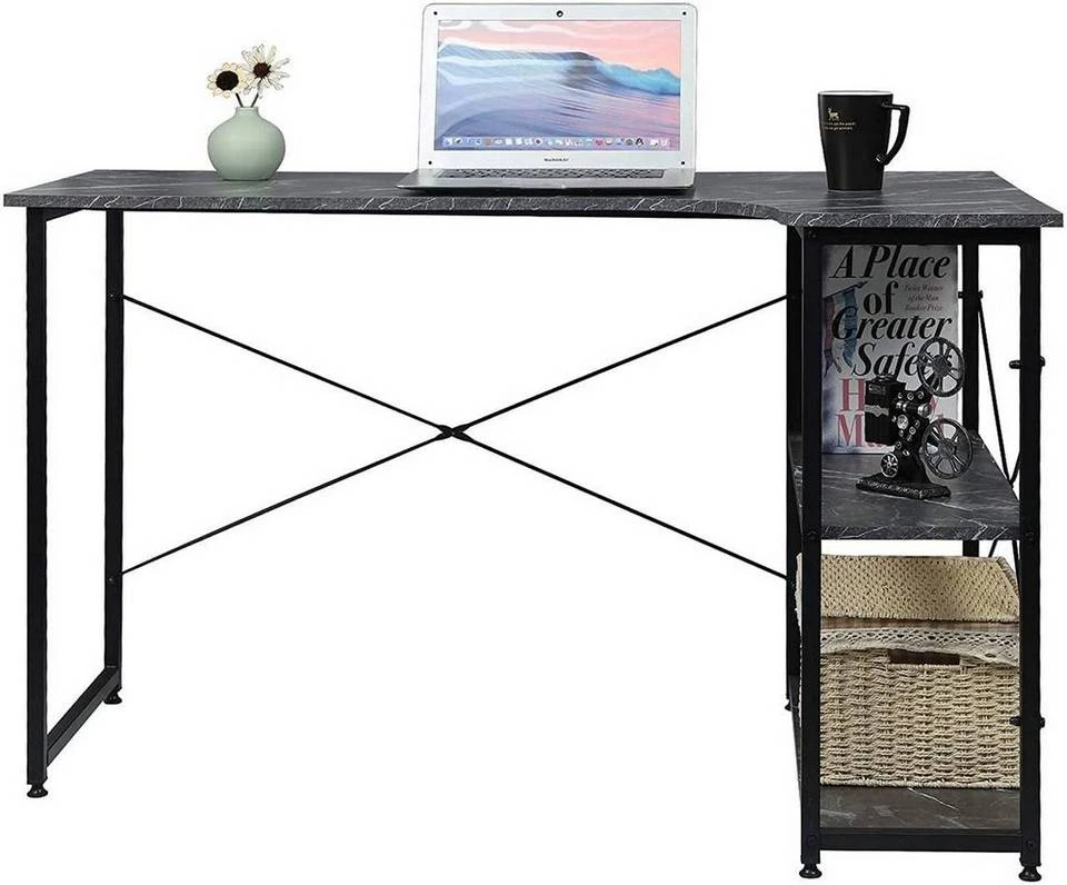 EUGAD Schreibtisch, mit Bücherregal 120x74x71,5 cm Schwarz Marmor Holz Vintage 6 EUGAD Schreibtisch, mit Bücherregal 120x74x71,5 cm Schwarz Marmor Holz Vintage – Bild 6