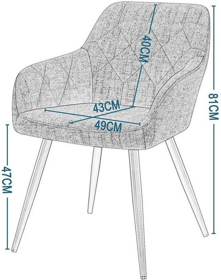 EUGAD Esszimmerstuhl (1 Stück), Wohnzimmerstuhl aus Leinen Polsterstuhl mit Armlehnen und Rückenlehne schwarze Gestell aus Metall Hellgrau Dunkelgrau 3 EUGAD Esszimmerstuhl (1 Stück), Wohnzimmerstuhl aus Leinen Polsterstuhl mit Armlehnen und Rückenlehne schwarze Gestell aus Metall Hellgrau Dunkelgrau – Bild 3