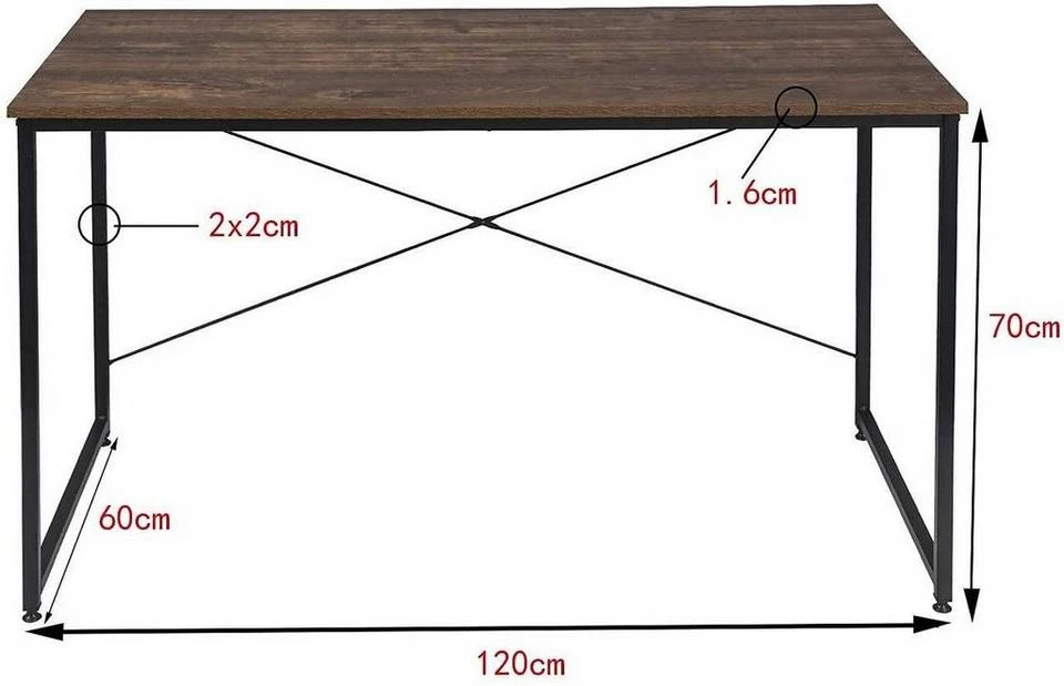 EUGAD Schreibtisch, mit Bücherregal 120x60x70 cm Schwarz Marmor Holz Vintage 11 EUGAD Schreibtisch, mit Bücherregal 120x60x70 cm Schwarz Marmor Holz Vintage – Bild 11