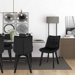 EUGAD Esszimmerstuhl (1 Stück), Wohnzimmerstuhl mit Rückenlehne, Polsterstuhl Küchenstuhl Weich Samt und Holz für ESS- und Wohnzimmer Dunkelgrau Dunkelgrün, Rosa, Schwarz -Eugad Möbel Einkaufen 68c07d8b b5c4 5fd6 86dd f07a049a0d7f