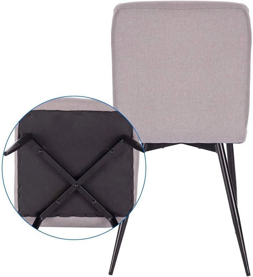 EUGAD Esszimmerstuhl (4 Stück), Küchenstuhl Polsterstuhl, mit Rückenlehne, Metallbeine, Sitzfläche aus Leinen, Hellgrau 7 EUGAD Esszimmerstuhl (4 Stück), Küchenstuhl Polsterstuhl, mit Rückenlehne, Metallbeine, Sitzfläche aus Leinen, Hellgrau – Bild 7