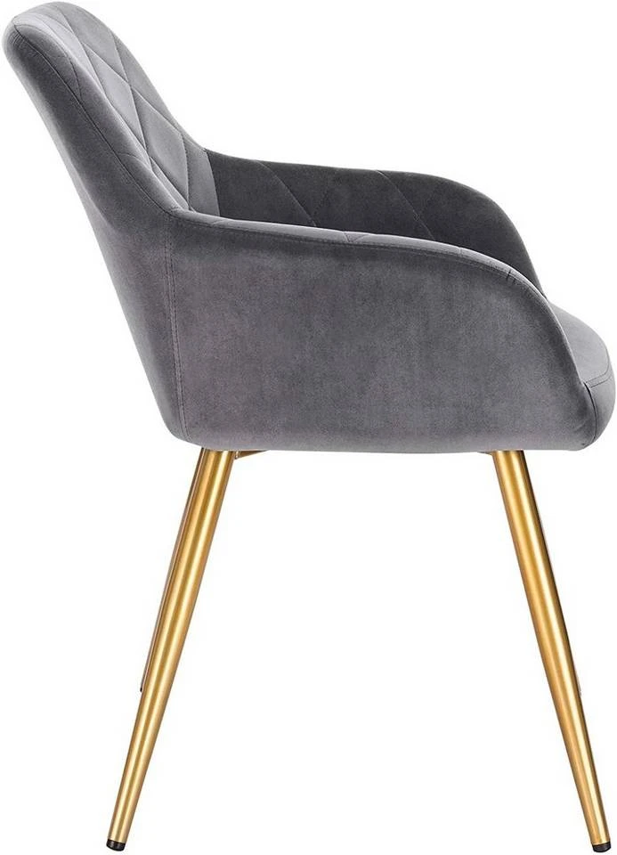 EUGAD Esszimmerstuhl (1 Stück), Wohnzimmerstuhl aus Samt Polsterstuhl mit Armlehnen und Rückenlehne, Gestell aus Metall mit goldenen Beine Dunkelgrau Schwarz 4 EUGAD Esszimmerstuhl (1 Stück), Wohnzimmerstuhl aus Samt Polsterstuhl mit Armlehnen und Rückenlehne, Gestell aus Metall mit goldenen Beine Dunkelgrau Schwarz – Bild 4