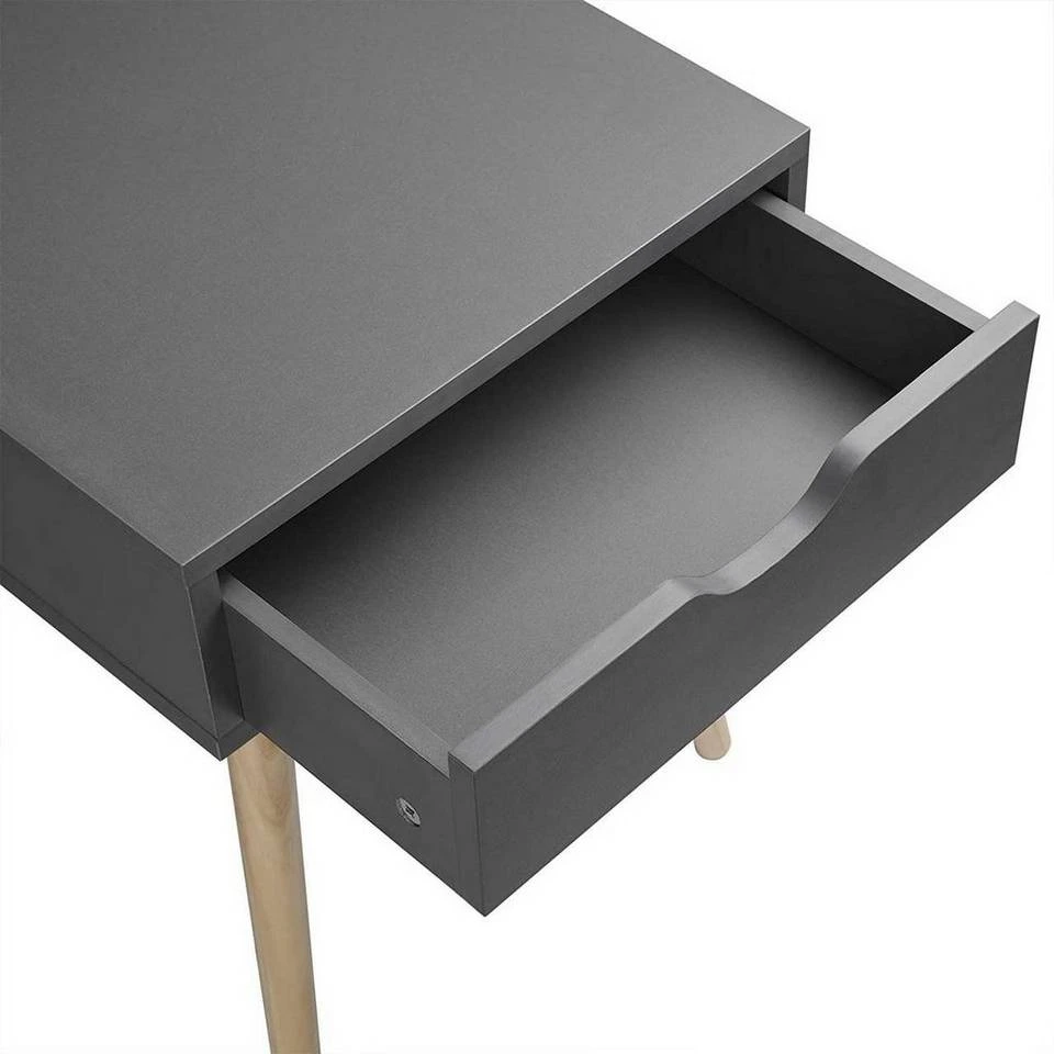 EUGAD Nachttisch, Beistelltisch mit Schublade Nachtkommode, Holzbeine MDF, Grau Weiß 6 EUGAD Nachttisch, Beistelltisch mit Schublade Nachtkommode, Holzbeine MDF, Grau Weiß – Bild 6