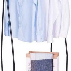 EUGAD Kleiderständer, Kleiderstange mit 2 Metallablagen Schwarz, Weiß