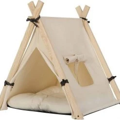 EUGAD Tierhaus, Tipi Hundezelt Katzenzelt 45x55x45cm Kätzchen Chihuahua Havaneser Kaninchen mit Kissen abnehmbar waschbar faltbar Weiß -Eugad Möbel Einkaufen 6b992ae6 f95c 5c80 bda3 14edbc87f56e
