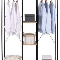 EUGAD Kleiderständer, Wäscheständer Garderobenständer mit Ablage Schwarzrohre und Eiche Platte Schwarz-Hell Eiche, Schwarz-Vintage, Wei&szlig;-Eiche -Eugad Möbel Einkaufen 6bca7242 c30f 5807 9190 ffeffc5a8383