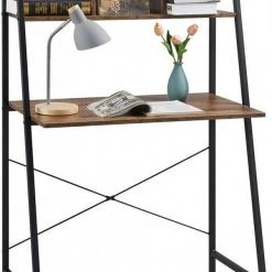 EUGAD Schreibtisch, Bürotisch Computertisch Arbeitstisch PC Tisch mit Ablage Holz Stal Holz Vintage+schwarz Hell Eiche+schwarz -Eugad Möbel Einkaufen 6becfe85 d084 566c a96e 1429191ebdd0