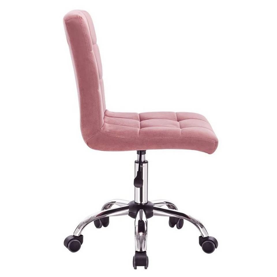 EUGAD Schreibtischstuhl, Arbeitshocker Bürohocker Samt Metall, 360° drehbar, Rosa Hellgrau 4 EUGAD Schreibtischstuhl, Arbeitshocker Bürohocker Samt Metall, 360° drehbar, Rosa Hellgrau – Bild 4