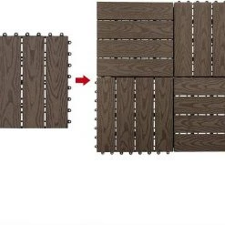 EUGAD WPC-Fliesen, WPC Fliesen Klickfliesen in Holzoptik 11 Stücke für 1m² Grau Anthrazit, Braun, Coffee, Hellgrau -Eugad Möbel Einkaufen 6c1f7662 b9f9 5c3e b6d2 22f193948780